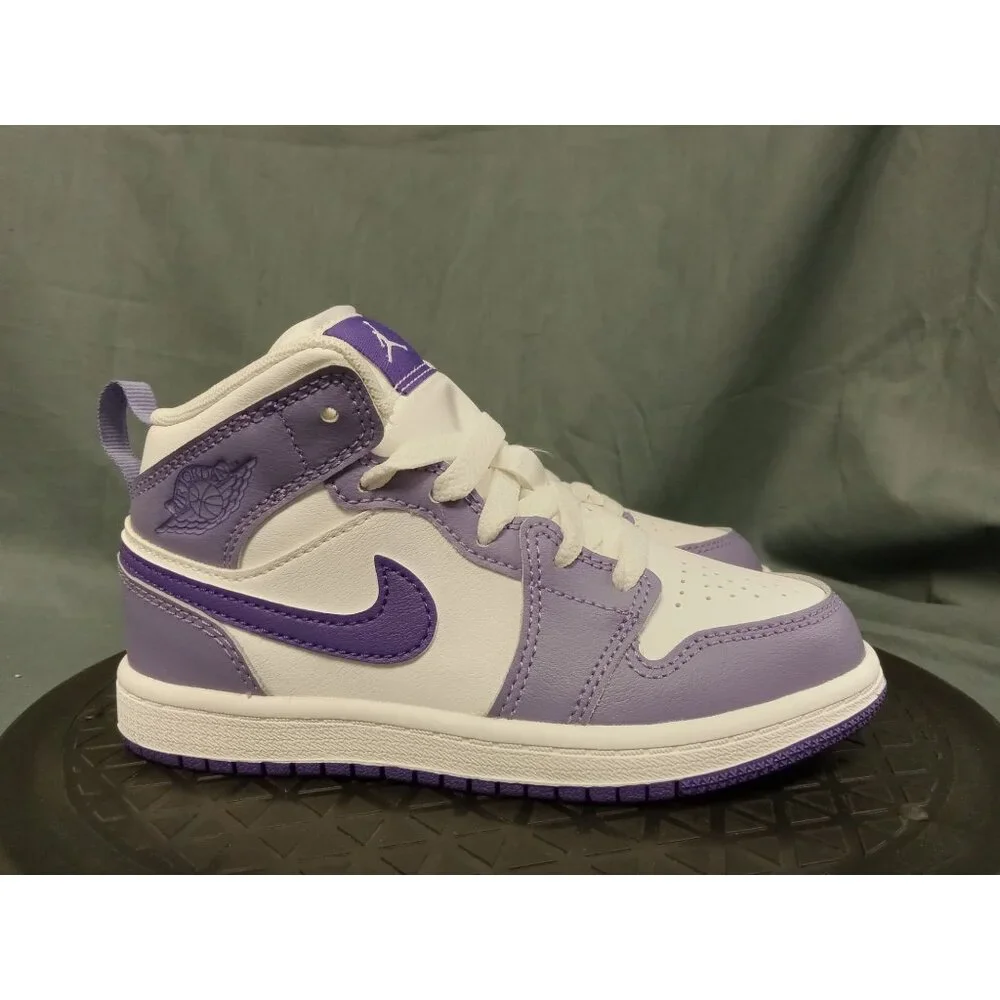 Jordan 1 Mid (PS) Leather Girls Purple White Size 1Y BRAND NEW IN BOX! - Picture 9 of 11